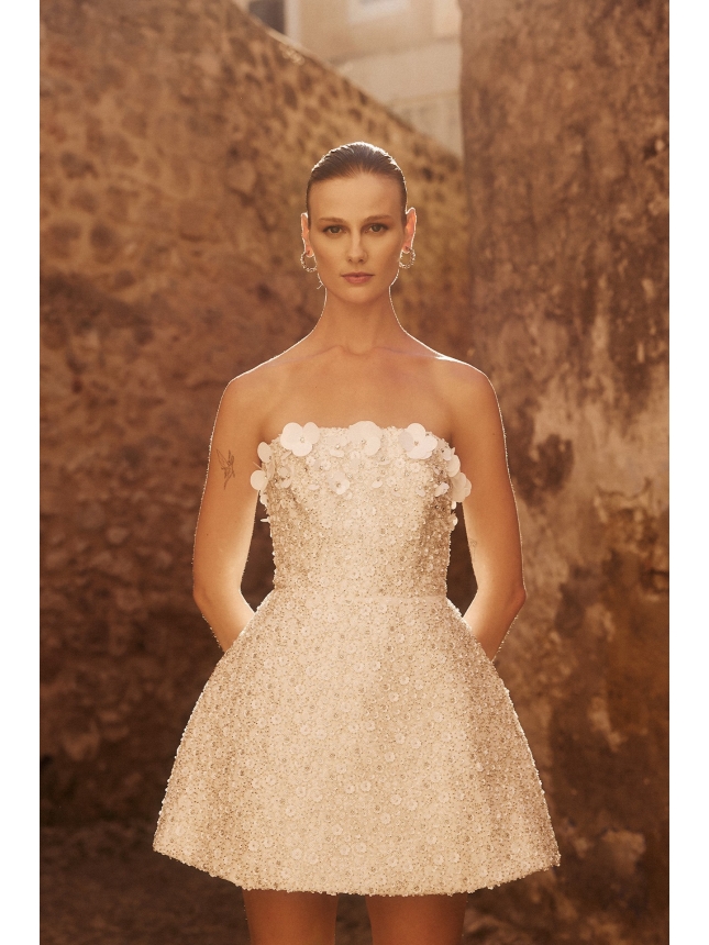 Allure Evenings white strapless mini dress