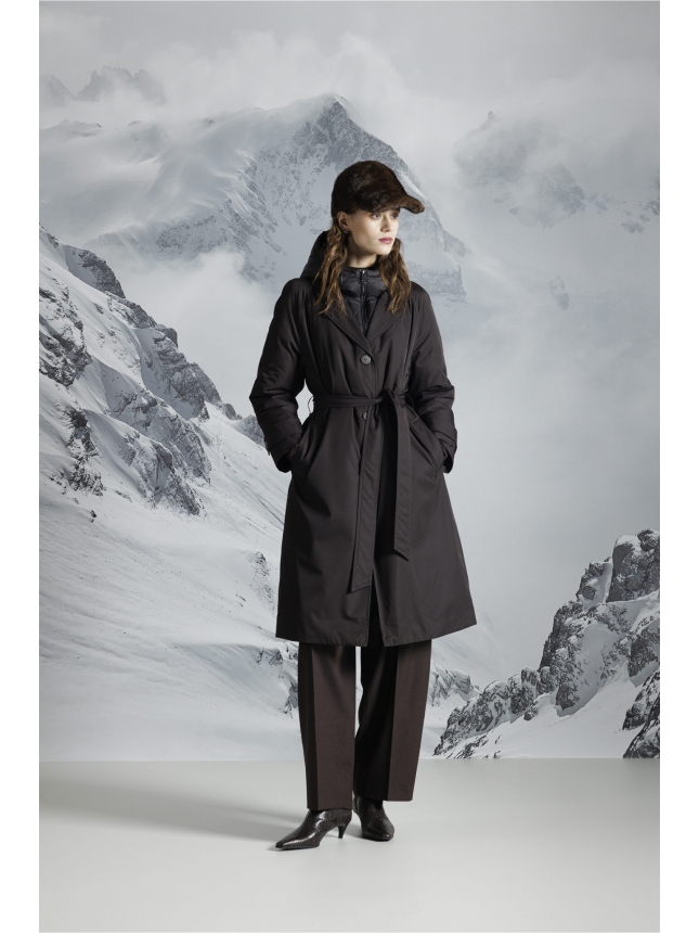 Diana Gallesi dark brown puffer coat 