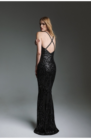 Twins Fantasy maxi black dress with open back