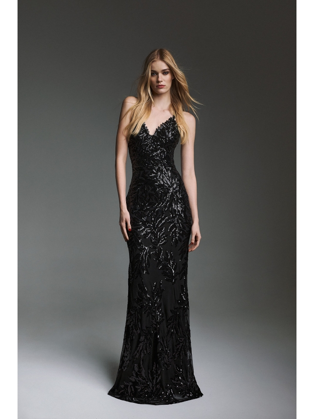Twins Fantasy maxi black dress with open back
