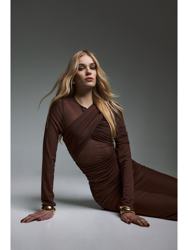 Twins Fantasy brown mesh dress