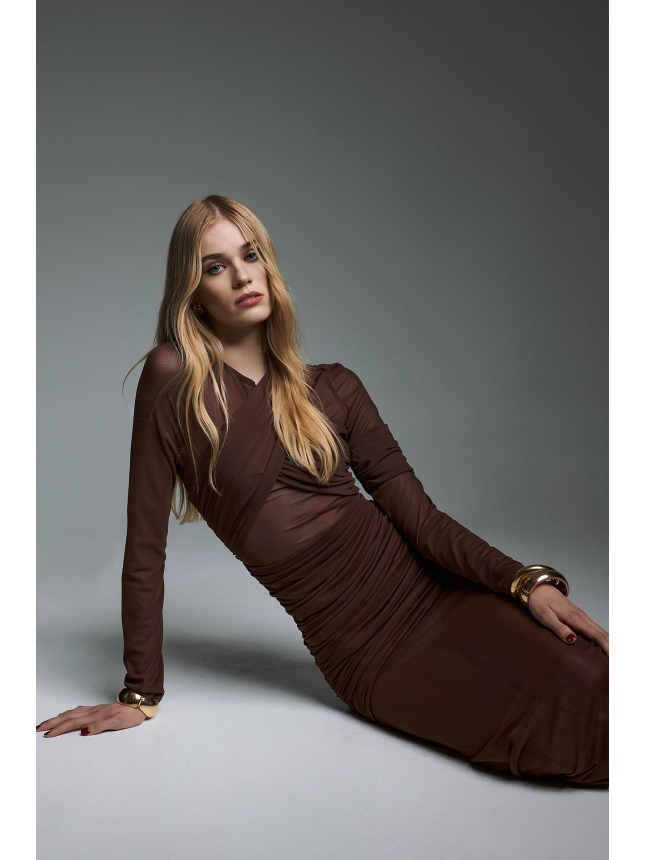 Twins Fantasy brown mesh dress
