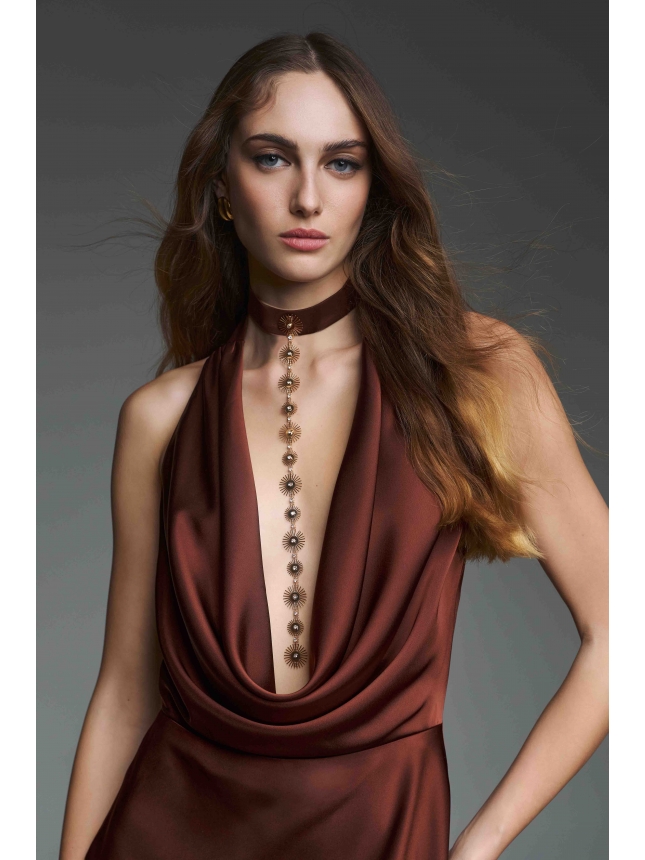 Twins Fantasy maxi brown dress