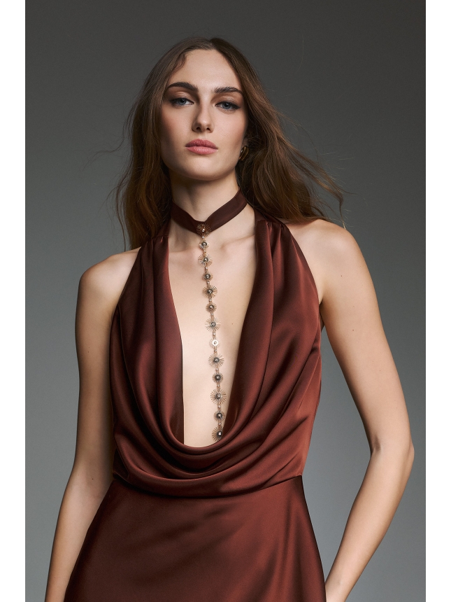 Twins Fantasy maxi brown dress