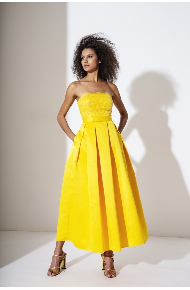 Allure Evenings Yellow midi dress