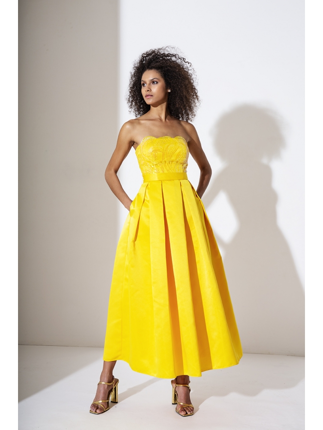 Allure Evenings Yellow midi dress
