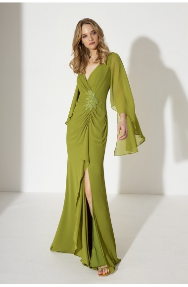 Allure olive green dress with sleeves 