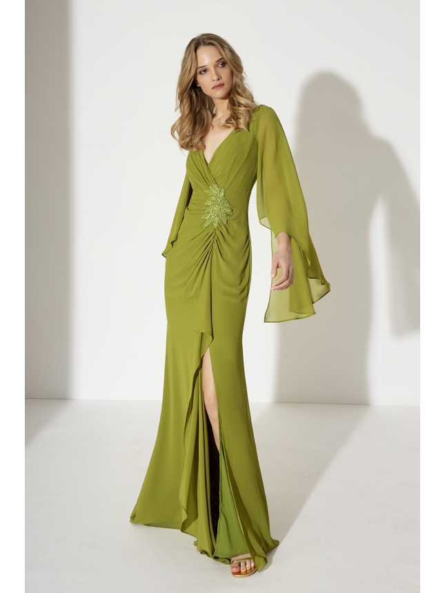 Allure olive green dress with sleeves 