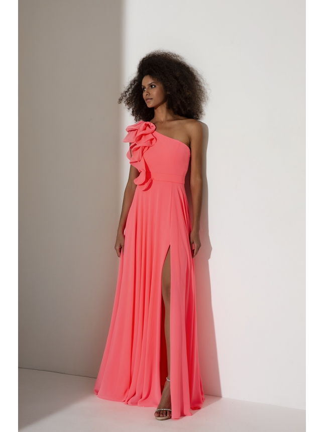 Allure one-shoulder pink dress