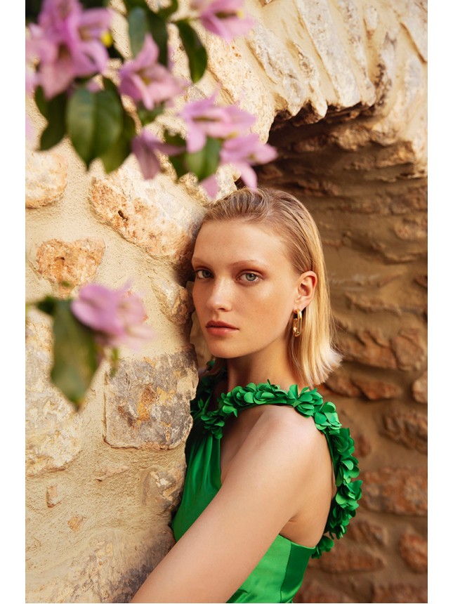 Allure Evening green dress with open back 