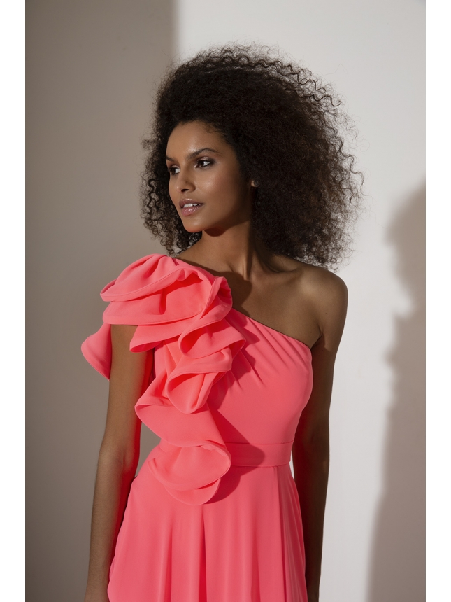 Allure one-shoulder pink dress