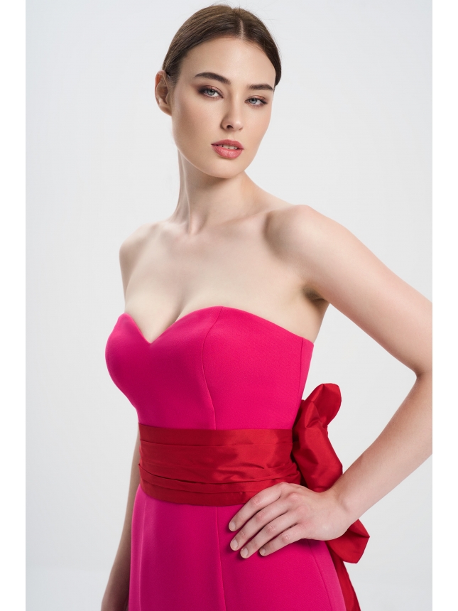 Mischalis strapless dress with bow
