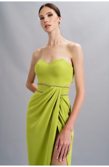 Mischalis strapless lime dress