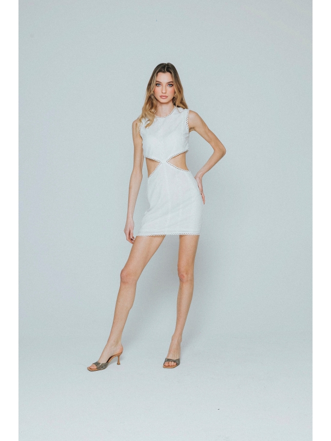 White mini dress with cut-outs
