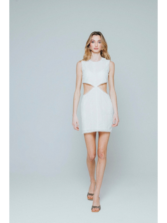 White mini dress with cut-outs
