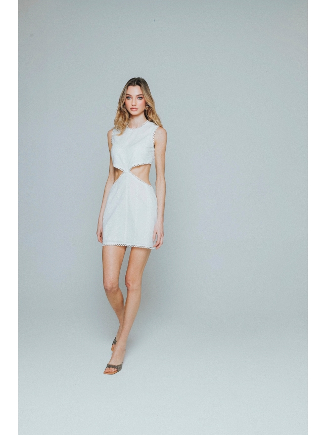 White mini dress with cut-outs