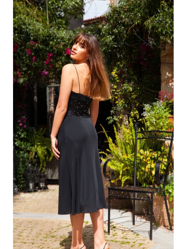 Mooire black midi dress