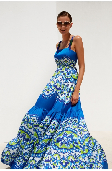 Twins Fantasy dress with embellished straps and print 