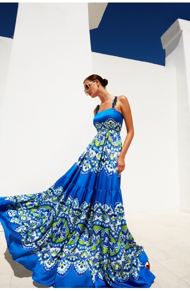 Twins Fantasy dress with embellished straps and print 