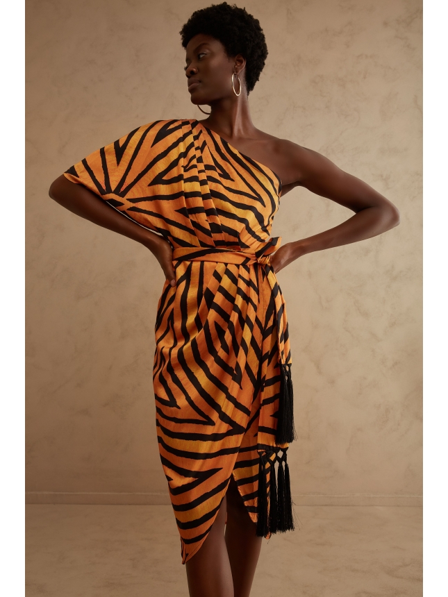 Twins one shoulder dress
