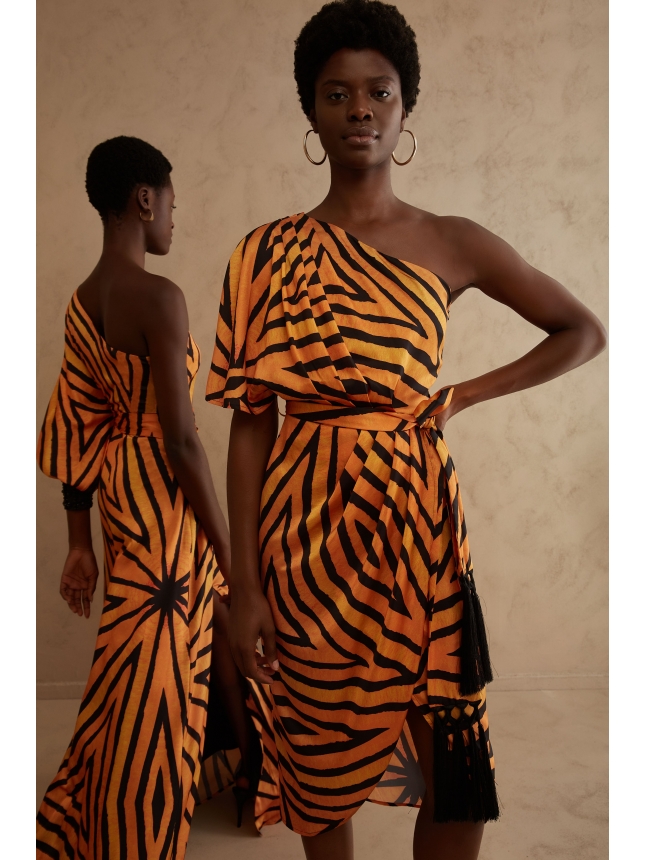 Twins one shoulder dress