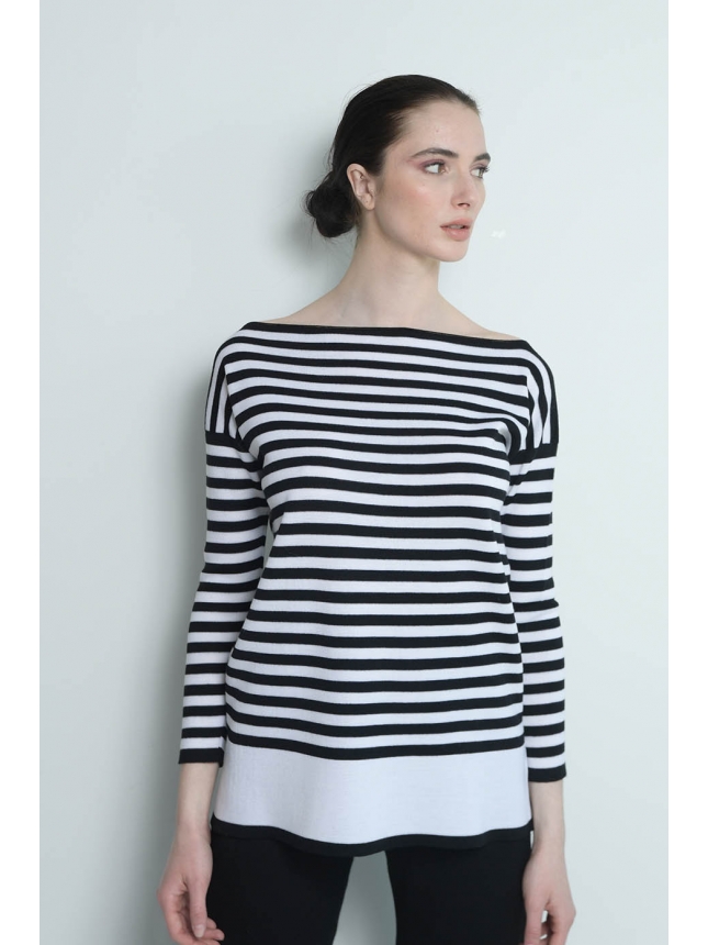 Black and white stripes knit sweater 