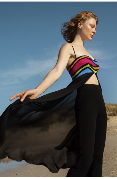 Twins black tunic with colorful details 