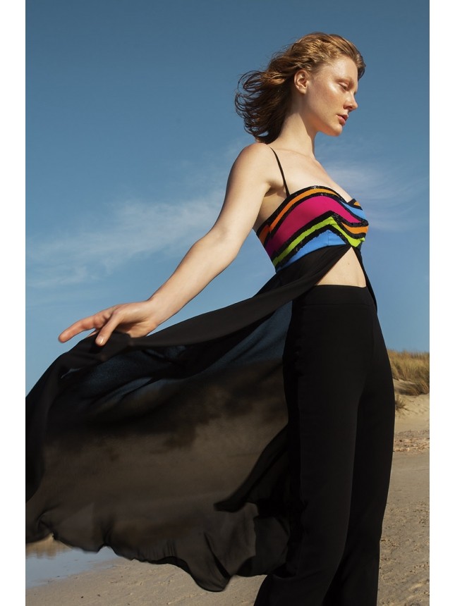 Twins black tunic with colorful details 