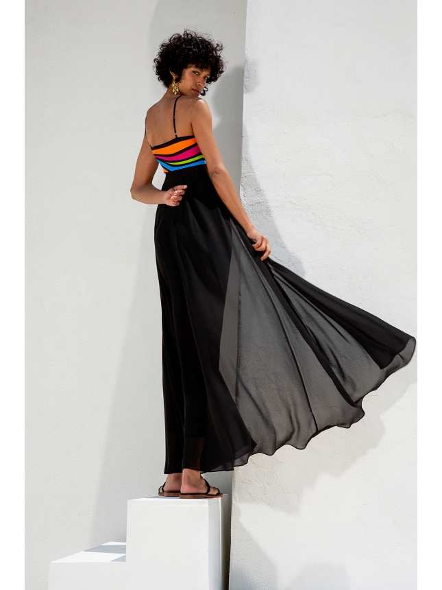 Twins black tunic with colorful details 