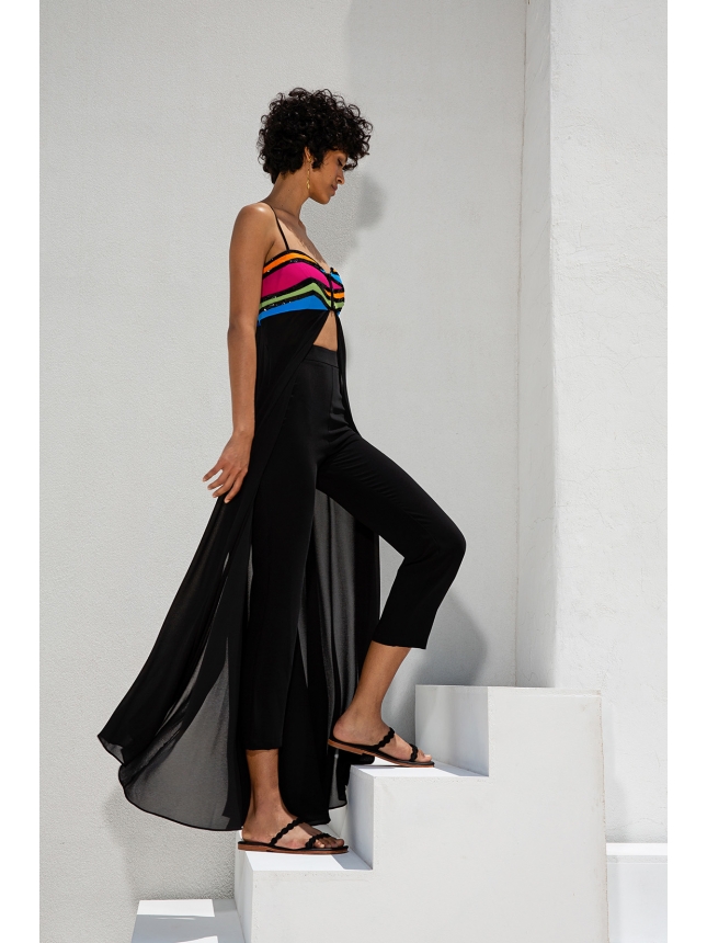 Twins black tunic with colorful details 