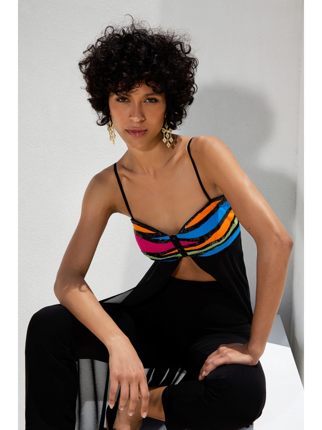 Twins black tunic with colorful details 