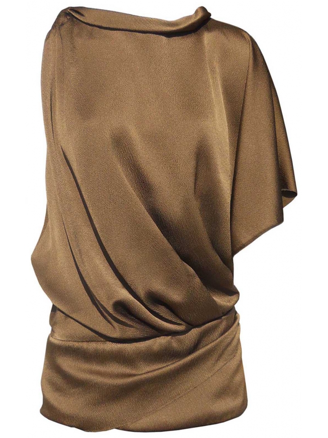 Anna Molinari bronze draped silk blouse