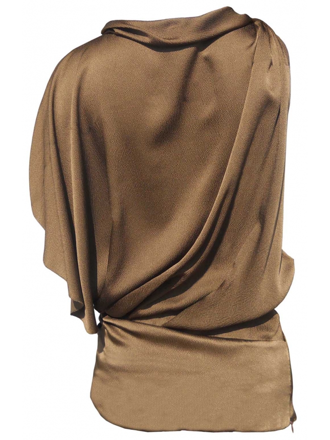 Anna Molinari bronze draped silk blouse